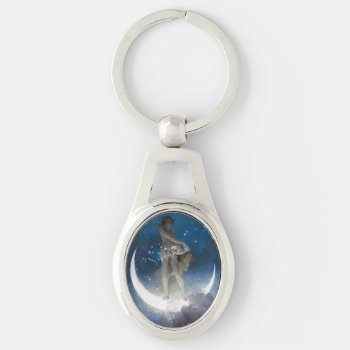 Luna Goddess At Night Scattering Stars Keychain by Onshi_Designs at Zazzle