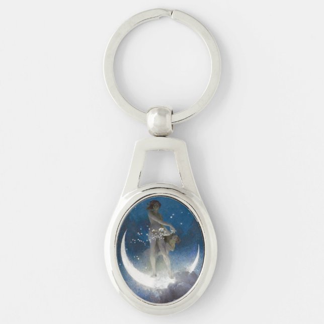 Luna Goddess at Night Scattering Stars Keychain (Front)