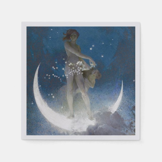 Luna Goddess at Night Scattering Stars Napkins (Front)