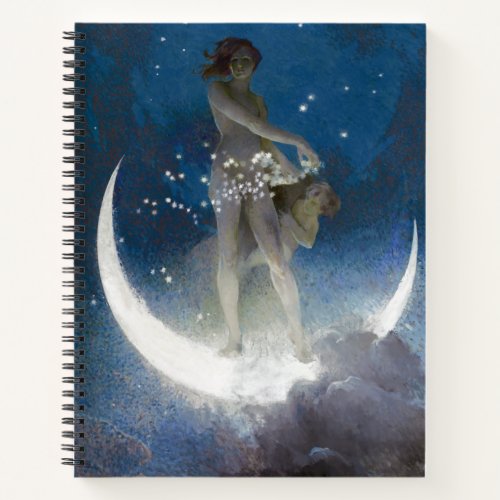 Luna Goddess at Night Scattering Stars Notebook