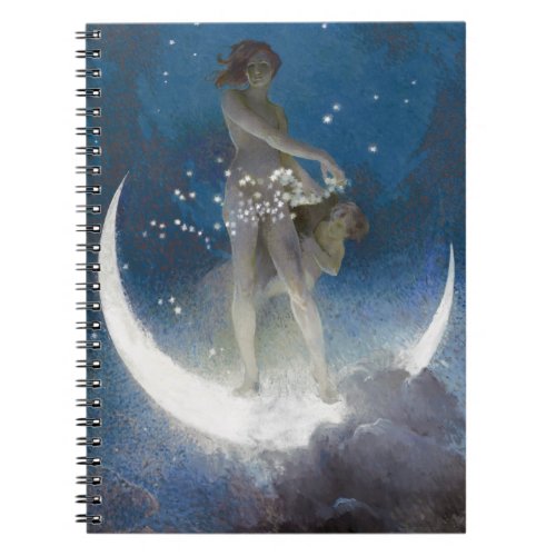 Luna Goddess at Night Scattering Stars Notebook