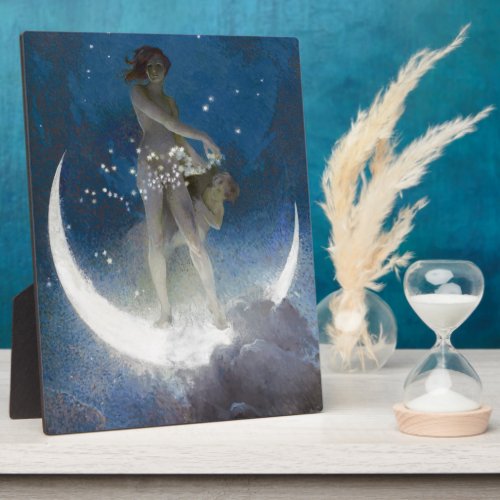 Luna Goddess at Night Scattering Stars Plaque