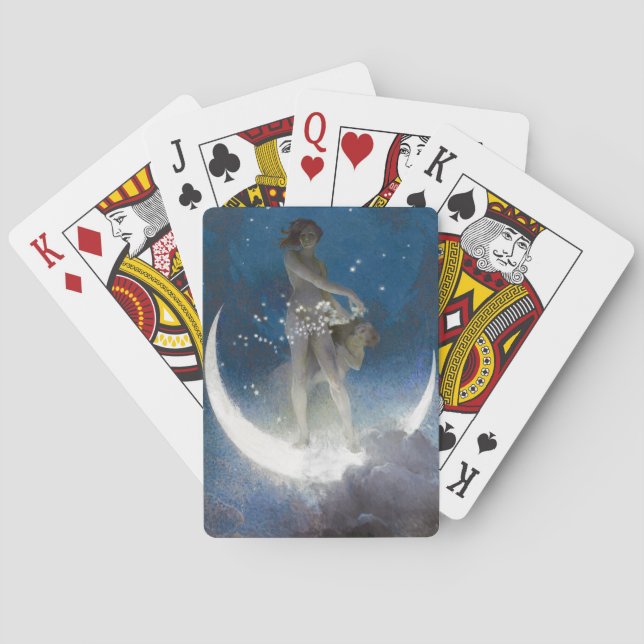Luna Goddess at Night Scattering Stars Poker Cards (Back)