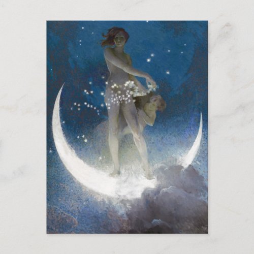 Luna Goddess at Night Scattering Stars Postcard