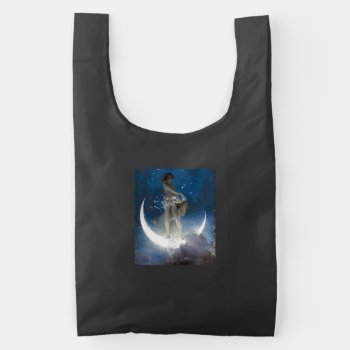 Luna Goddess At Night Scattering Stars Reusable Bag by Onshi_Designs at Zazzle