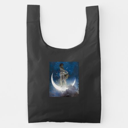 Luna Goddess At Night Scattering Stars Reusable Bag
