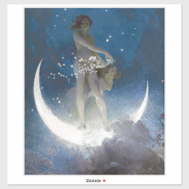 Luna Goddess at Night Scattering Stars Sticker (Sheet)