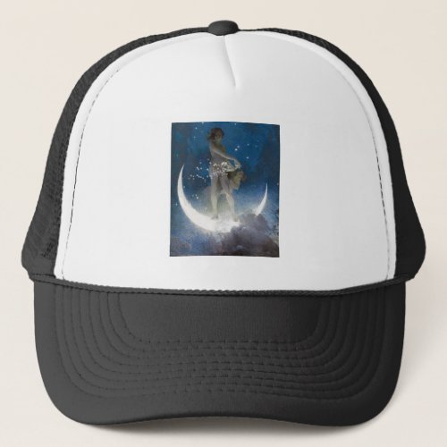 Luna Goddess at Night Scattering Stars Trucker Hat