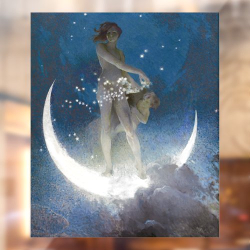 Luna Goddess at Night Scattering Stars Window Cling