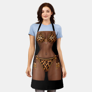 Luna Golden Instinct Caramel Leopard Bikini Novelt Apron