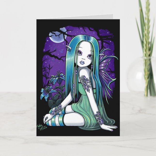 "Luna" Gothic Moon Lilly Fairy Art Card (Front)