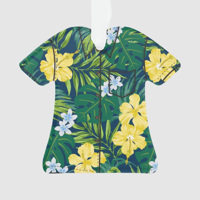 Luna Hibiscus Garden Hawaiian Aloha Shirt- Navy Ornament (Front)