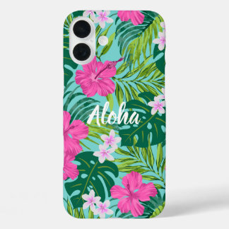 Luna Hibiscus Garden Hawaiian - Pink and Turq iPhone 16 Plus Case