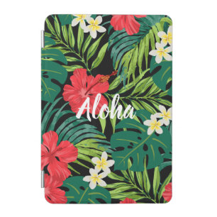 Luna Hibiscus Garden Hawaiian - Red and Black iPad Mini Cover