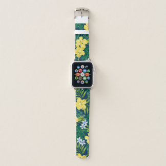 Luna Hibiscus Garden Hawaiian - Yellow and Navy Apple Watch Band