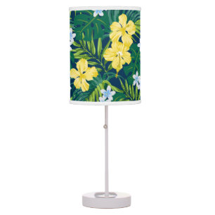 Luna Hibiscus Garden Hawaiian - Yellow and Navy Table Lamp