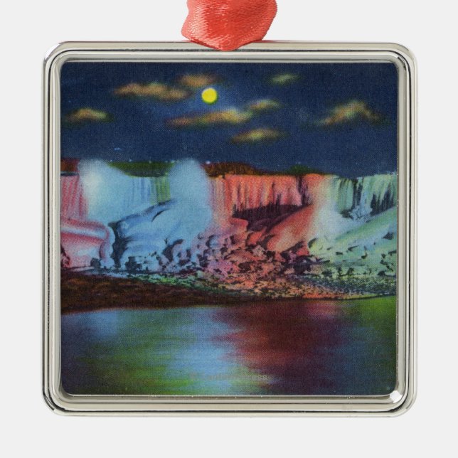 Luna Island Night View of New Rainbow Bridge Metal Ornament (Front)