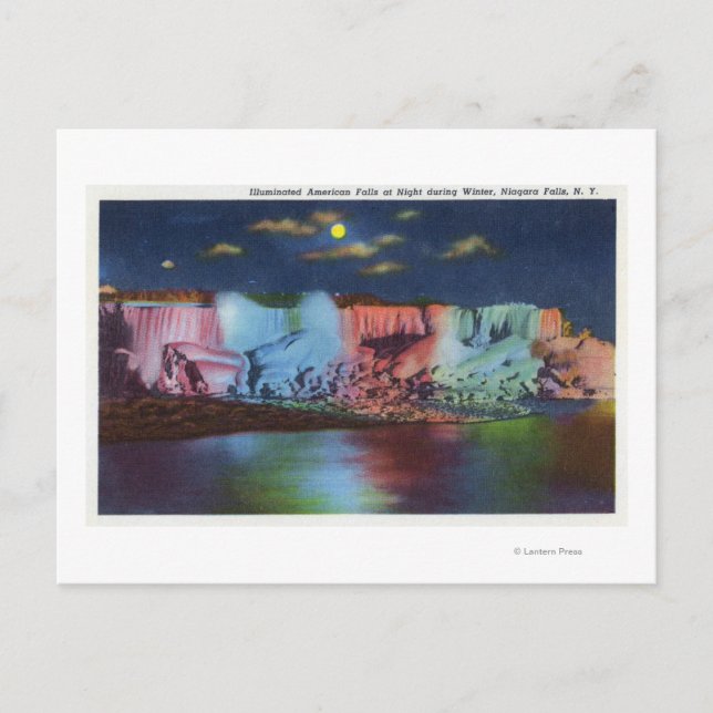 Luna Island Night View of New Rainbow Bridge Postcard (Front)