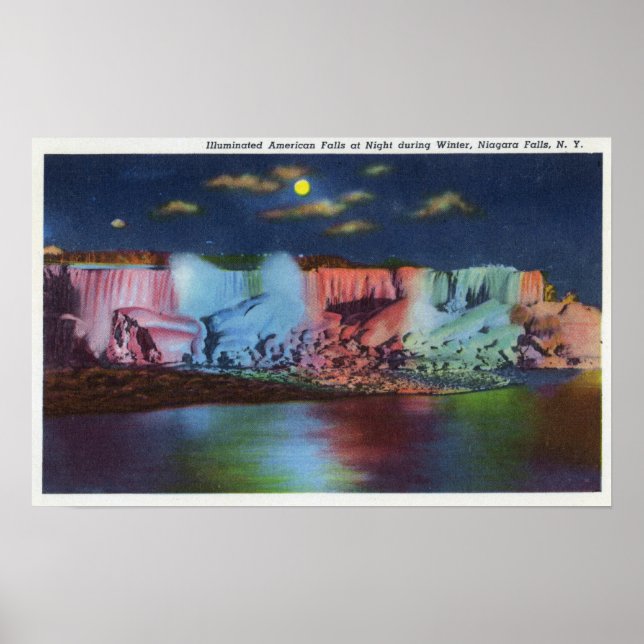 Luna Island Night View of New Rainbow Bridge Poster (Front)