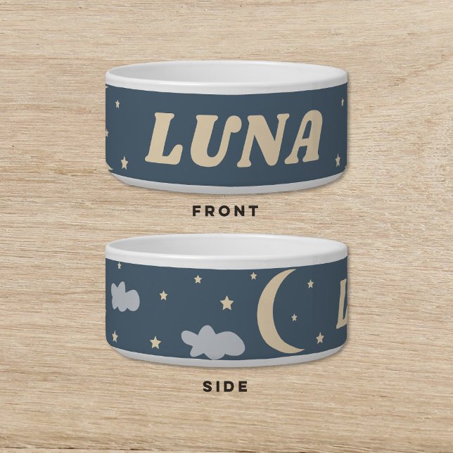 Luna Moon Stars Clouds Dog Cat Pet Bowl (Creator Uploaded)