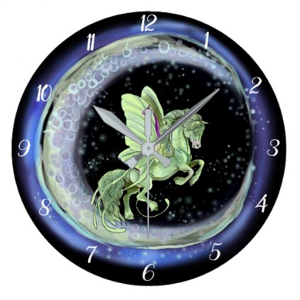 Luna Moonduster Moth Fairy Horse Large Clock