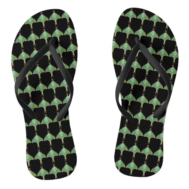 Luna Moth Abstract Animal Flip Flops (Footbed)