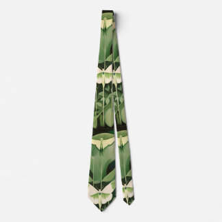 Luna Moth and flowers - Green and Cream Neck Tie