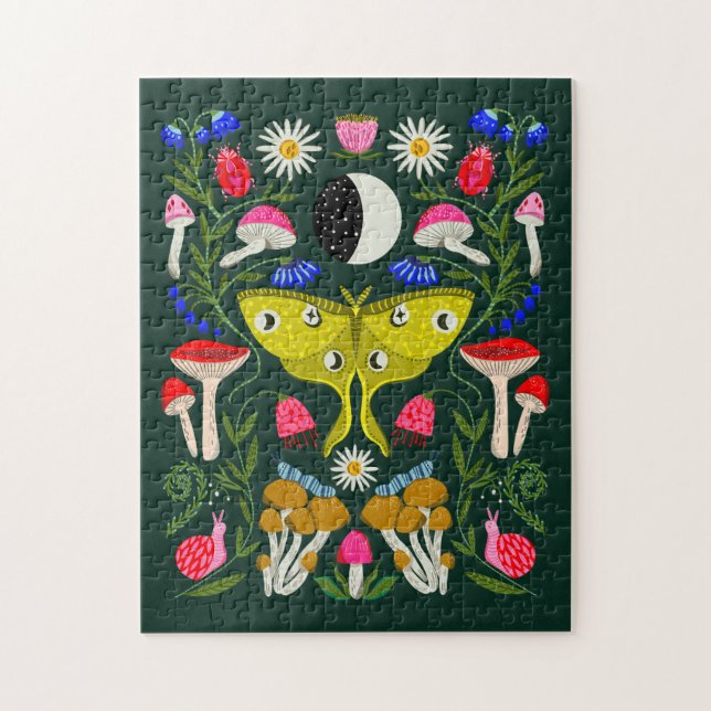 Luna Moth and Moon Illustration Jigsaw Puzzle (Vertical)