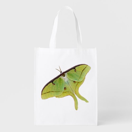 Luna Moth Artwork in Vibrant Color Grocery Bag