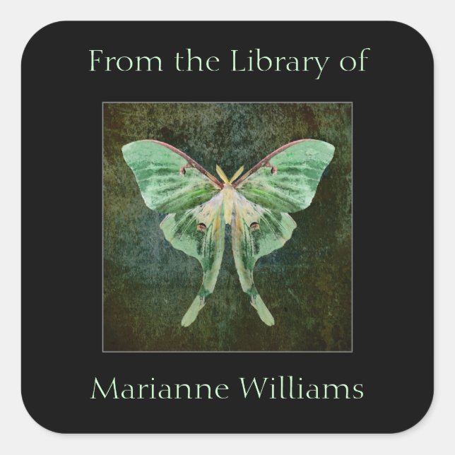 Luna Moth Book Name Plate Sticker (Front)