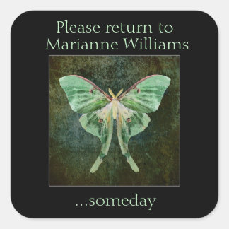 Luna Moth Book Name Plate Sticker
