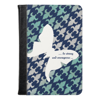 Luna Moth Buffalo Plaid Damask Mint Midnight Blue Kindle Case