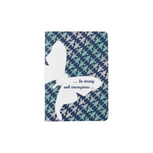 Luna Moth Buffalo Plaid Damask Mint Midnight Blue Passport Holder