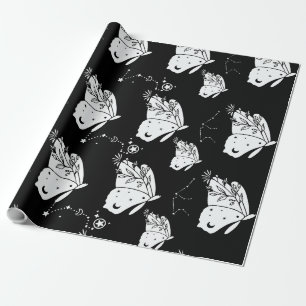 Luna moth butterfly pattern wrapping paper