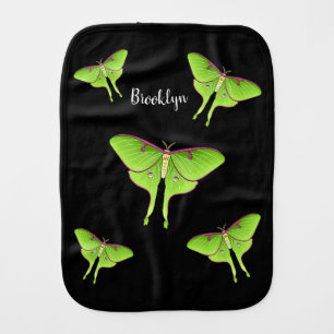 Luna Moth cartoon illustration Baby Burp Cloth