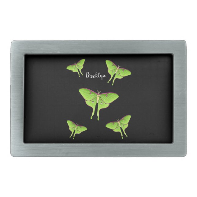 Luna Moth cartoon illustration  Belt Buckle (Front)