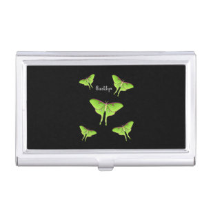 Luna Moth cartoon illustration Business Card Case