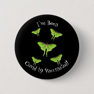 Luna Moth cartoon illustration Button