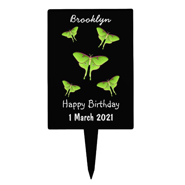 Luna Moth cartoon illustration  Cake Topper (Front)