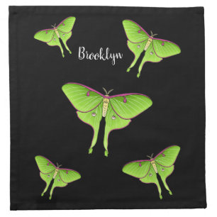 Luna Moth cartoon illustration Cloth Napkin