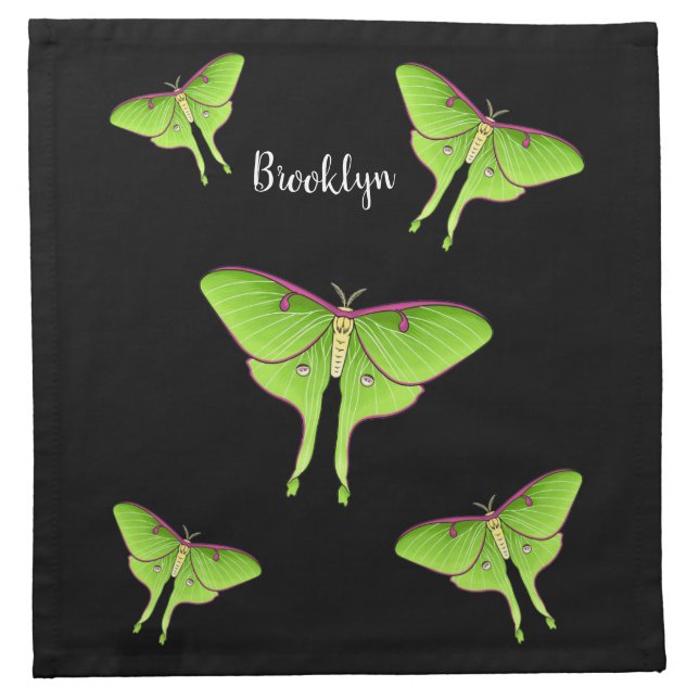 Luna Moth cartoon illustration  Cloth Napkin (Front)
