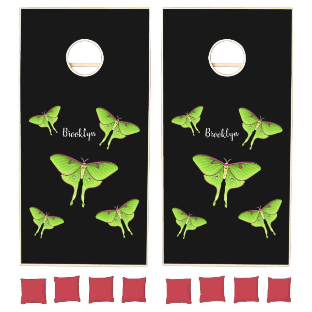 Luna Moth cartoon illustration  Cornhole Set (Set)