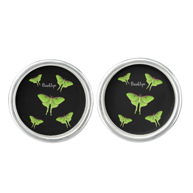 Luna Moth cartoon illustration  Cufflinks (Front)