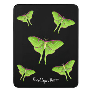 Luna Moth cartoon illustration Door Sign