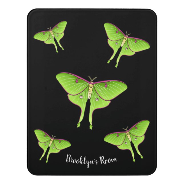 Luna Moth cartoon illustration Door Sign (Contemporary Vert)