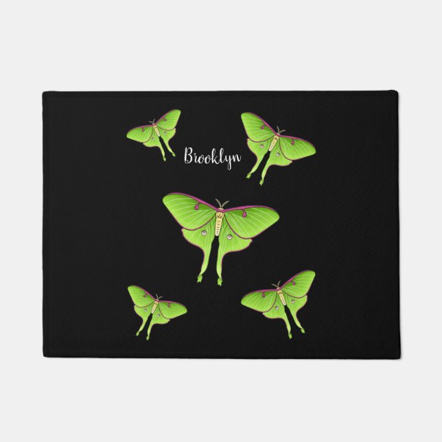 Luna Moth cartoon illustration  Doormat (Front)