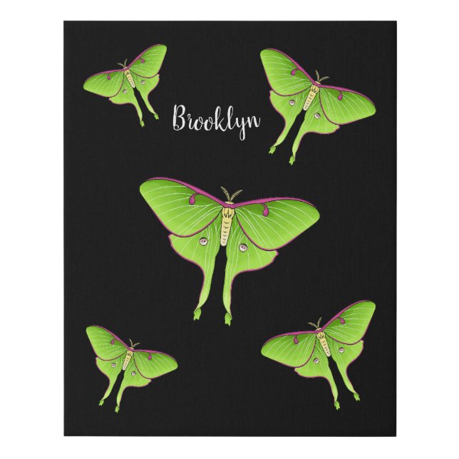 Luna Moth cartoon illustration Faux Canvas Print (Front)