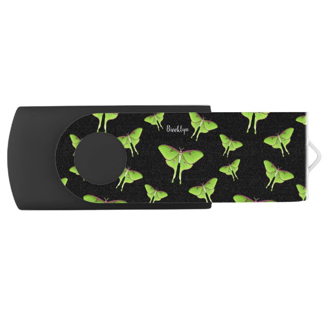 Luna Moth cartoon illustration Flash Drive (Front)