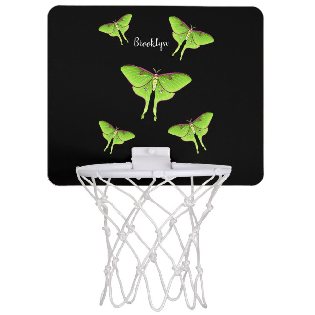 Luna Moth cartoon illustration  Mini Basketball Hoop (Front)