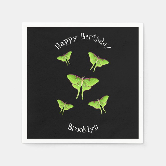 Luna Moth cartoon illustration   Napkins (Front)